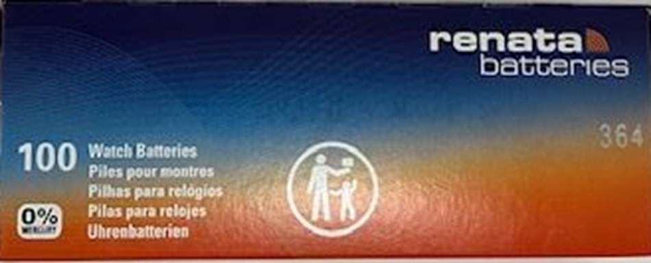 Renata 364 SR621SW 1.55V Silver Oxide Battery-Box of 100 W/TRACKING Exp.1/ 2029