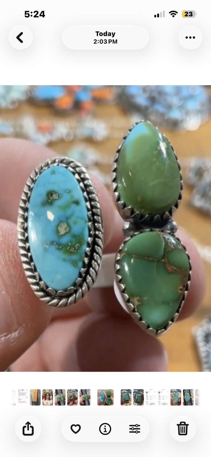 Sonoran Gold Turquoise Floater Ring In Sterling Silver Size 7 Adjustable