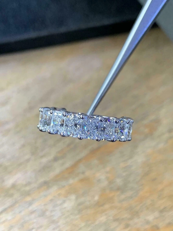 4Ct Radiant Cut Lab Created Diamond Engagement Band Ring 14k White Gold Plated