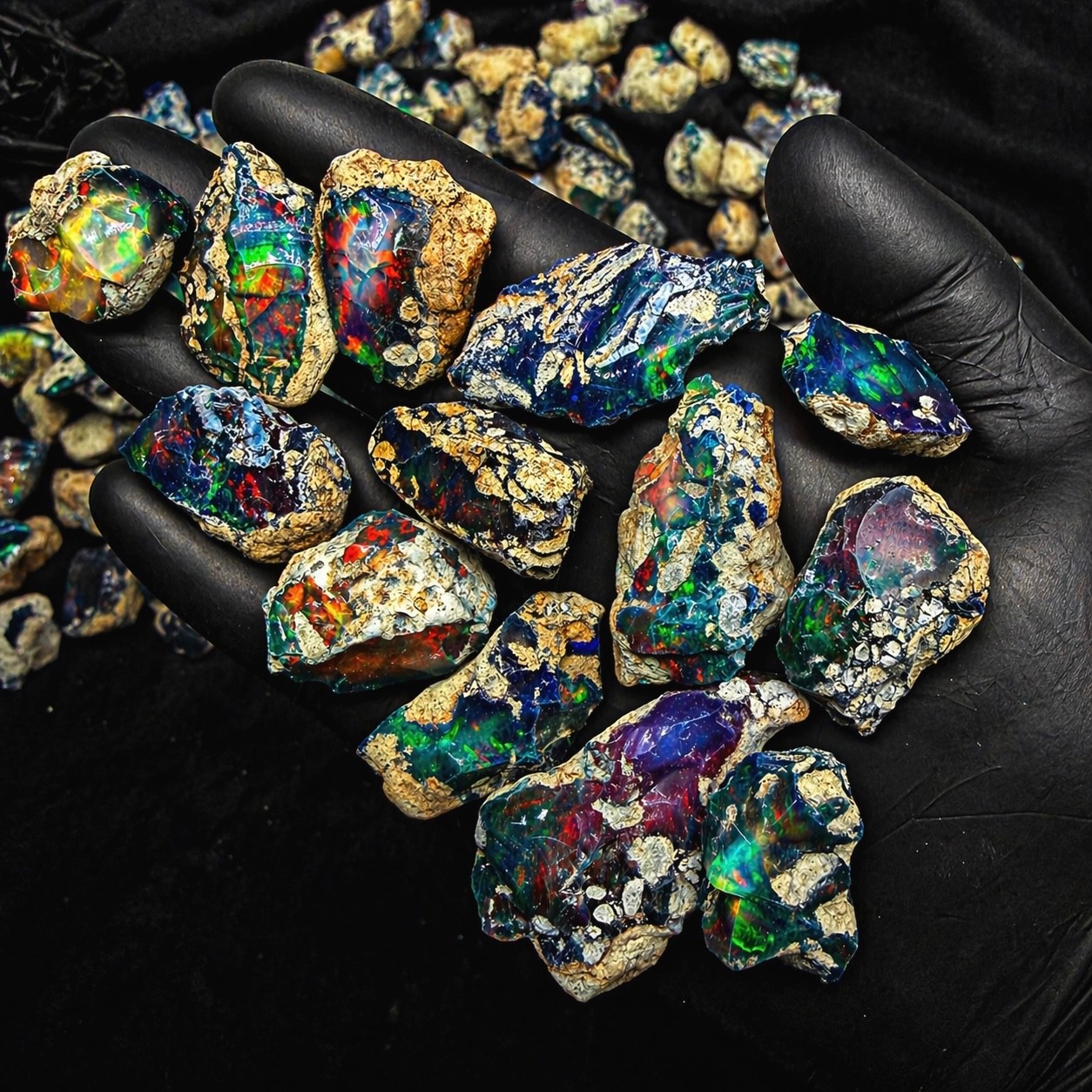 black dry opal rough, Cut grade dry opal large size gemstone, fire raw opal