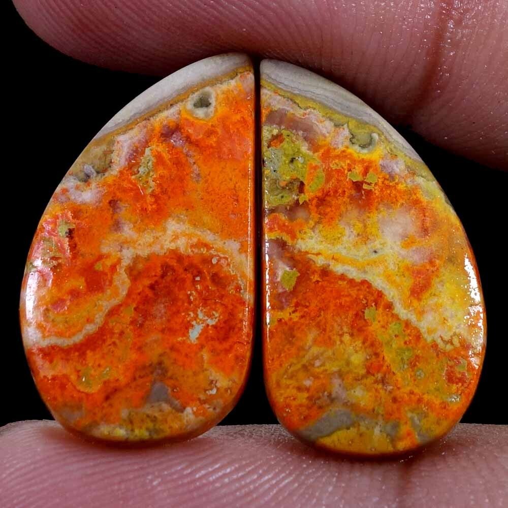 21.40 Cts Natural Bumble Bee Jasper 12X23 mm Cabochon Pair For Earring Gemstone