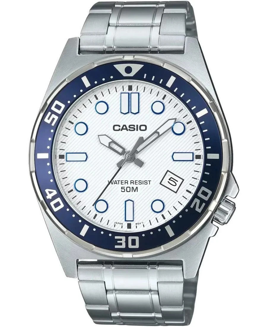 Casio MTD-135D-7A Men’s White Dial Stainless Steel Sport Quartz Watch NEW