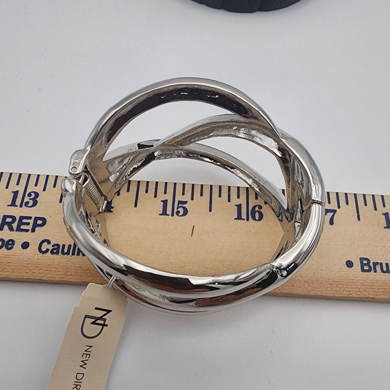 NWT Statement Hinged Cuff Bracelet Lot 3pc Silver & Gold Tone Bamboo Set