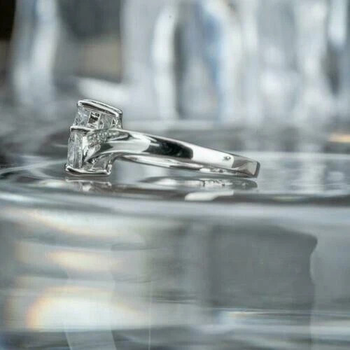 2.00Ct Heart Cut Lab Created Moissanite Engagement Ring 14K White Gold Plated