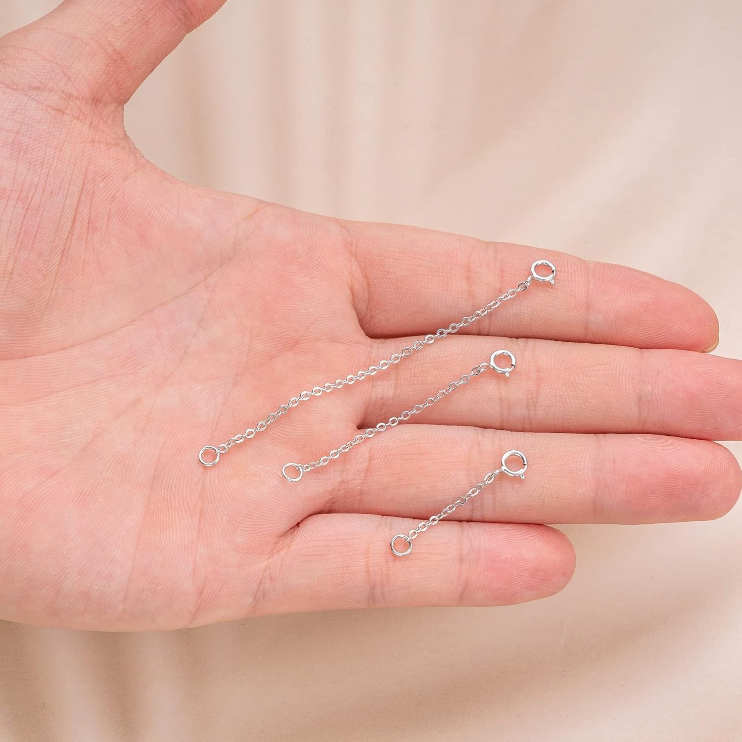 3 Pcs Necklace Extender Sterling Silver Chain Extenders for Necklaces Bracelets