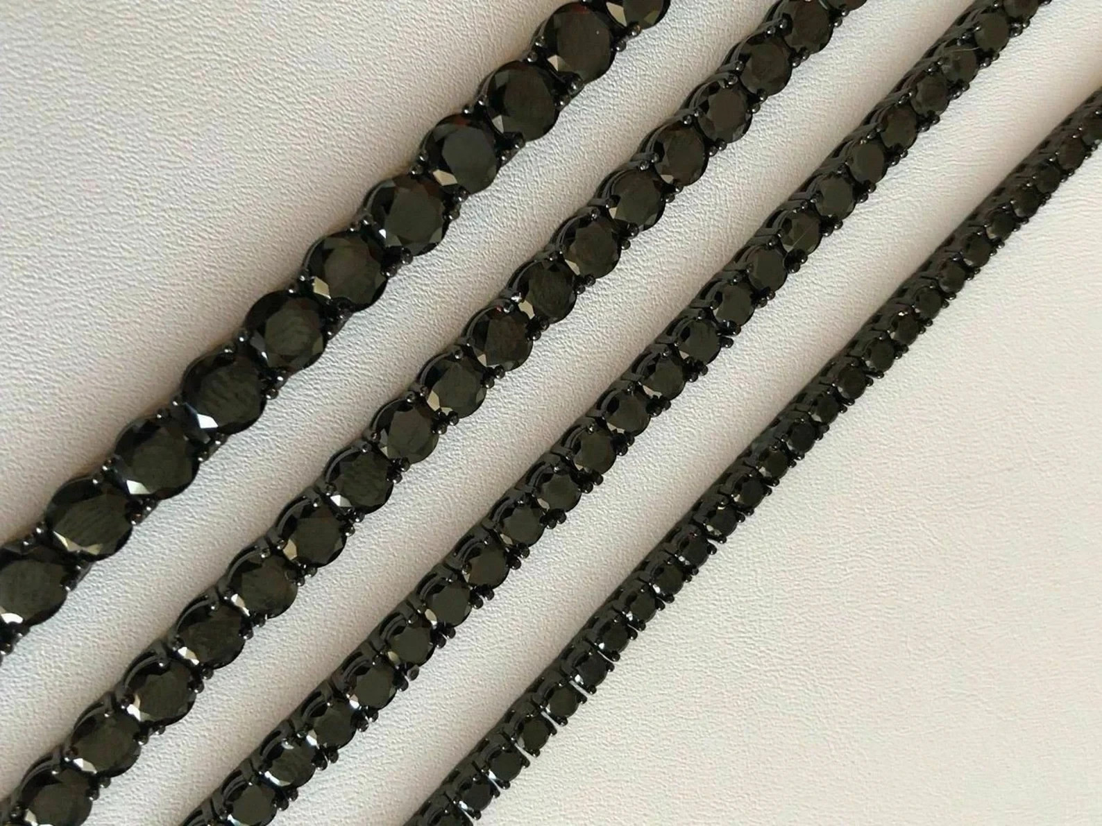 13.95 Ctw Lab Created Round Black Diamond Black Rhodium Tennis Unisex Necklace.
