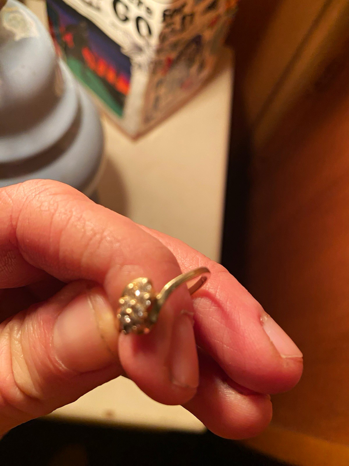 14k Yellow Gold Round Diamond Cluster Cocktail Ring Size 6.5 White/Colorless