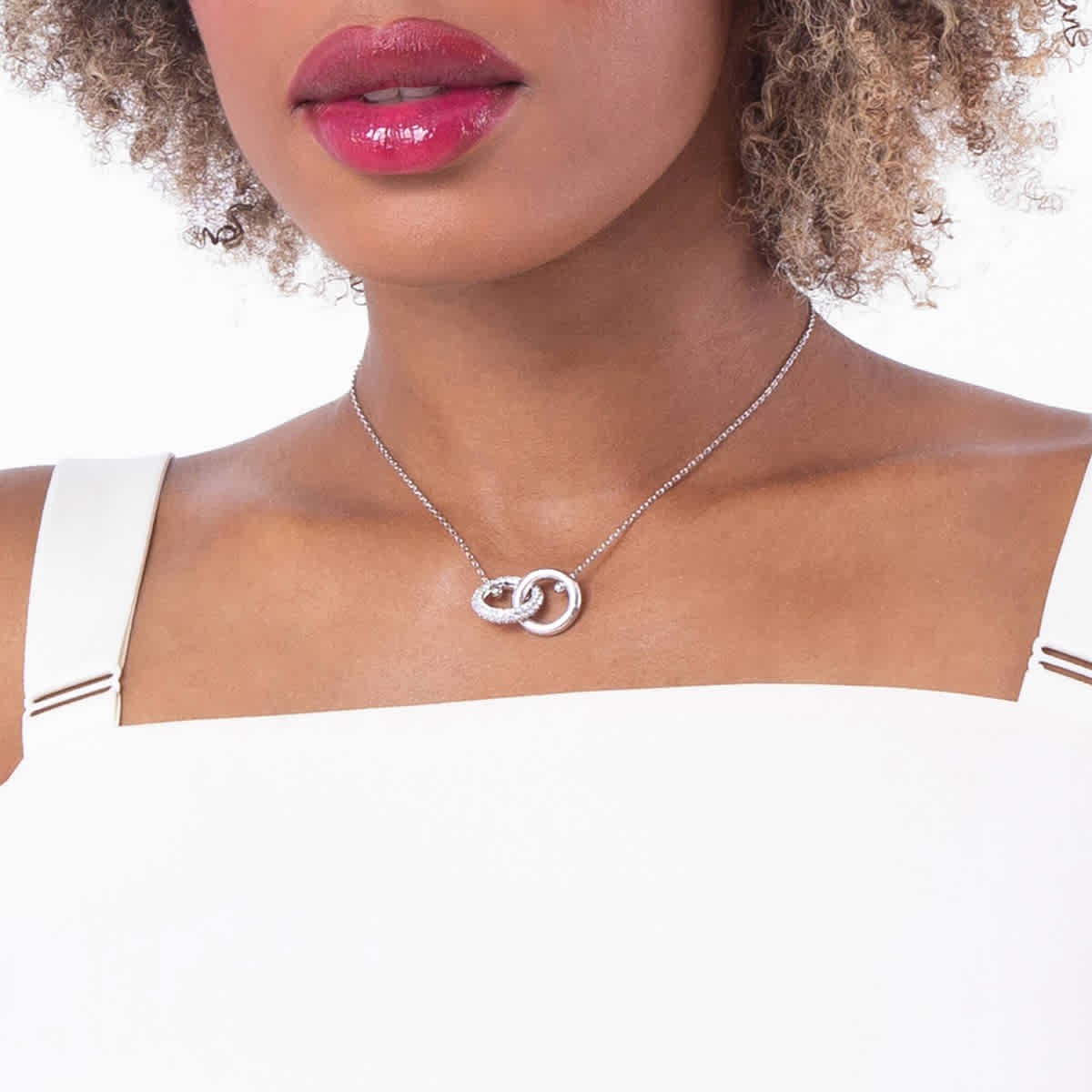 Swarovski Dextera Pendant Interlinked Rhodium Shiny Crystal
