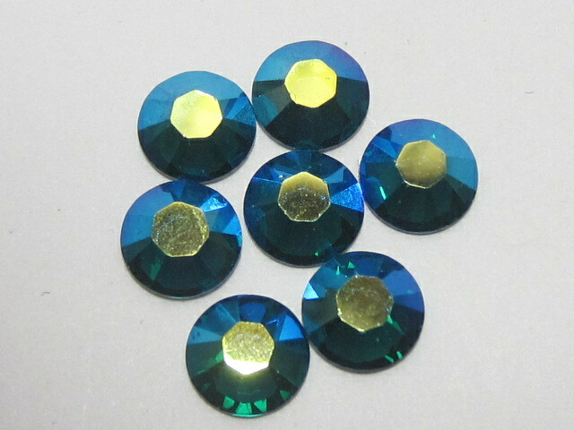 12ss EMERALD AB (VIVA) PRECIOSA FLATBACK Rhinestones 1gr.