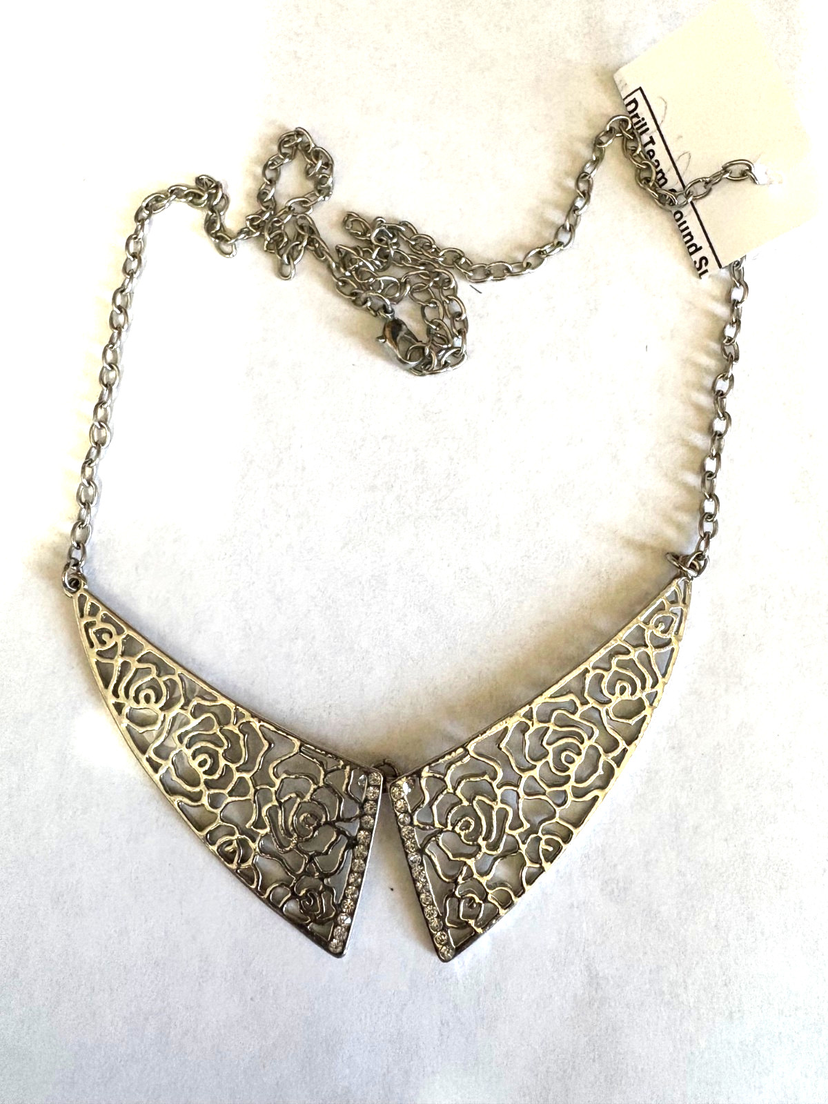 Dainty Roses & Rhinestones Bib Statement Necklace