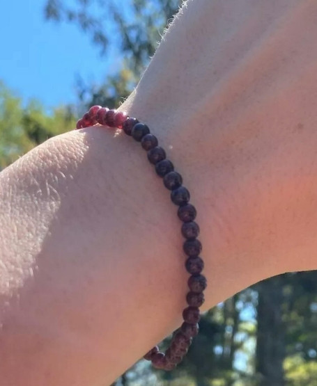 2025HOT!! 5mm Garnet Gemstone Beads Healthy Reiki Women Bracelet Birthstone Gift