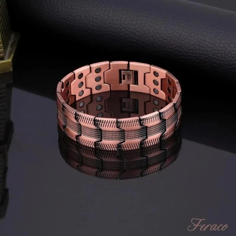 Men’s Copper Bracelet,3X Strength 99.99% Copper Magnetic Adjustable Length