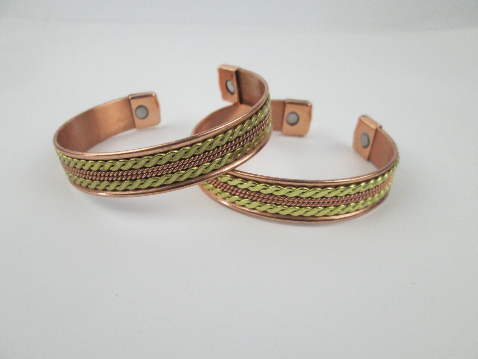 2 Solid Copper 2 Tone Cuffed Bracelet Pure Copper Arthritis Pain Therapy Cuff