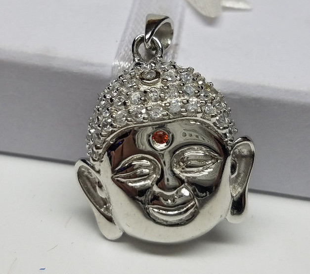 BUDDHA Good Luck Protection POLISHED 925 STERLING SILVER DESIGNER CHARM PENDANT