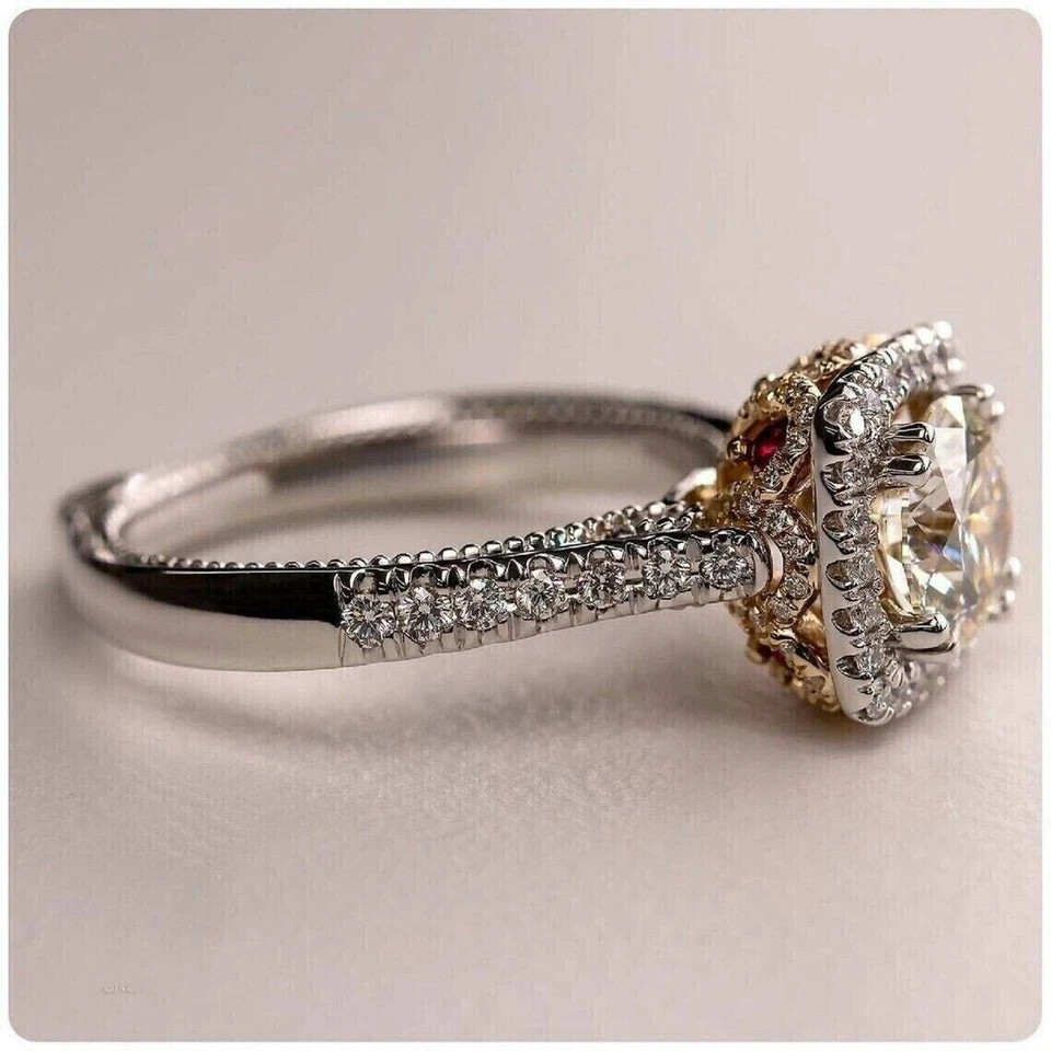 3.25Ct VVS1 Round Cut Lab Created Diamond Anniversary 14K White Gold Finish Ring