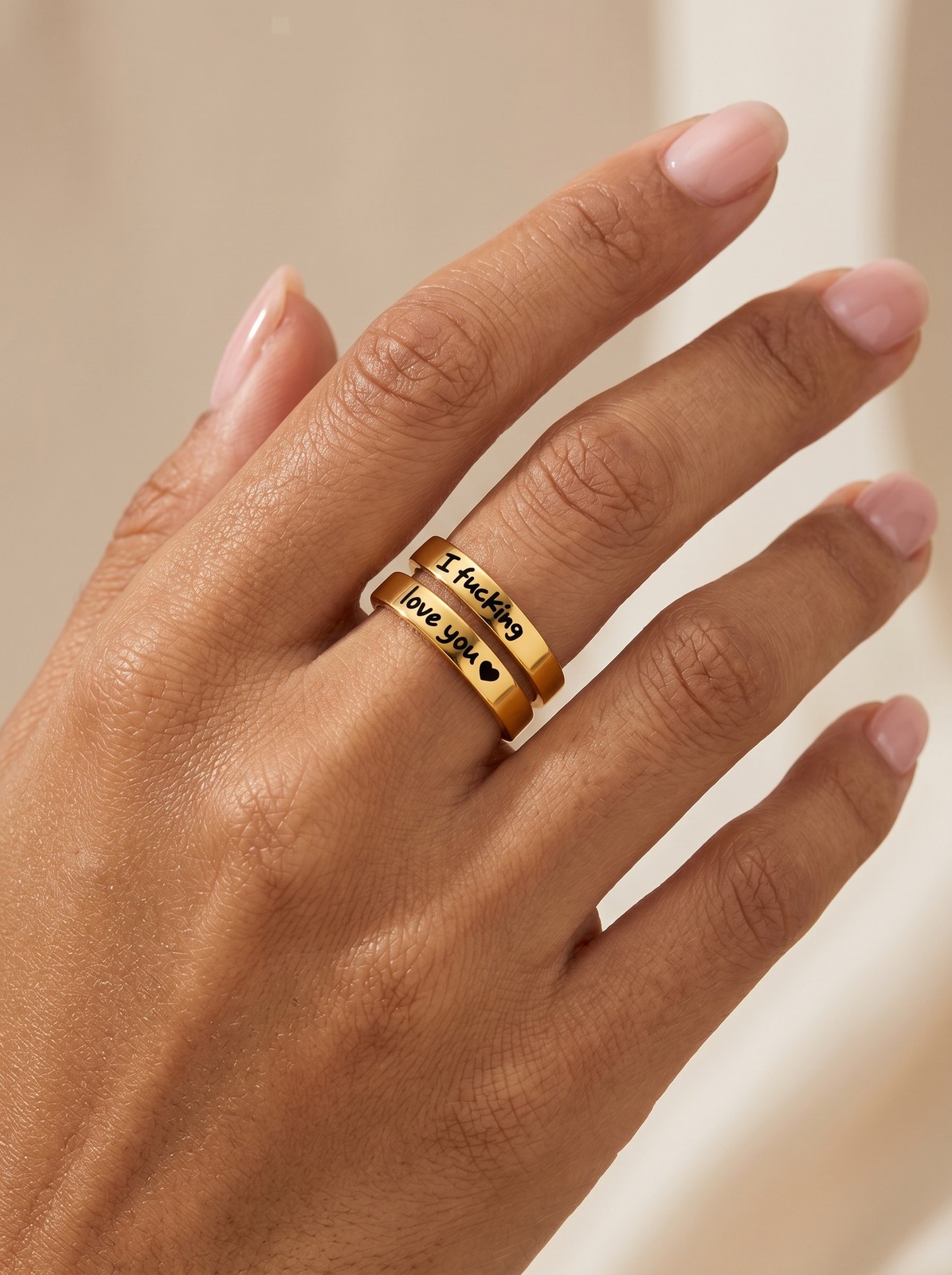 I Fu*king Love You Ring, Gold Statement Love Band, Funny Couple Gift, Adjustable
