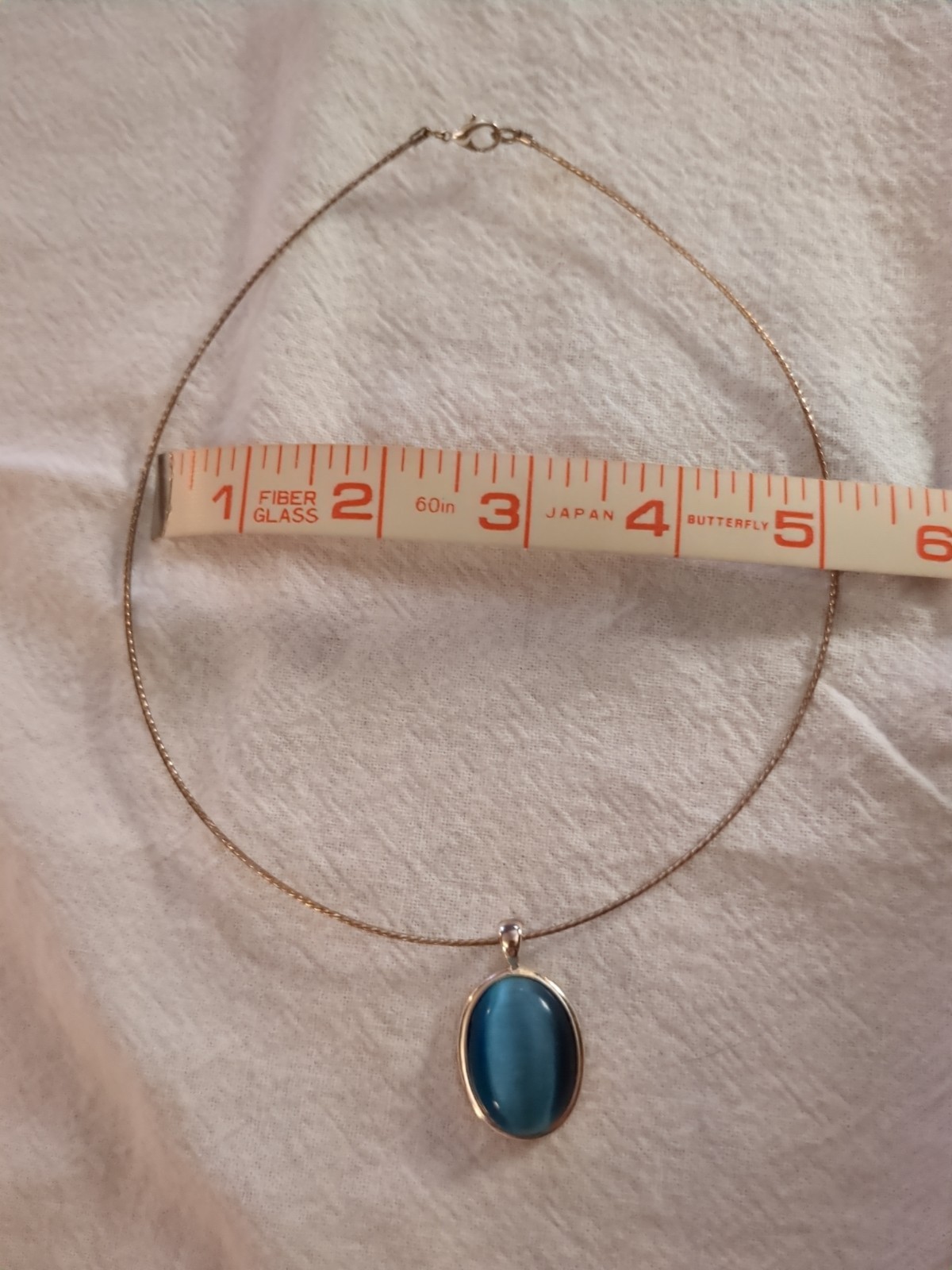 Blue Cat Eye Wire Necklace