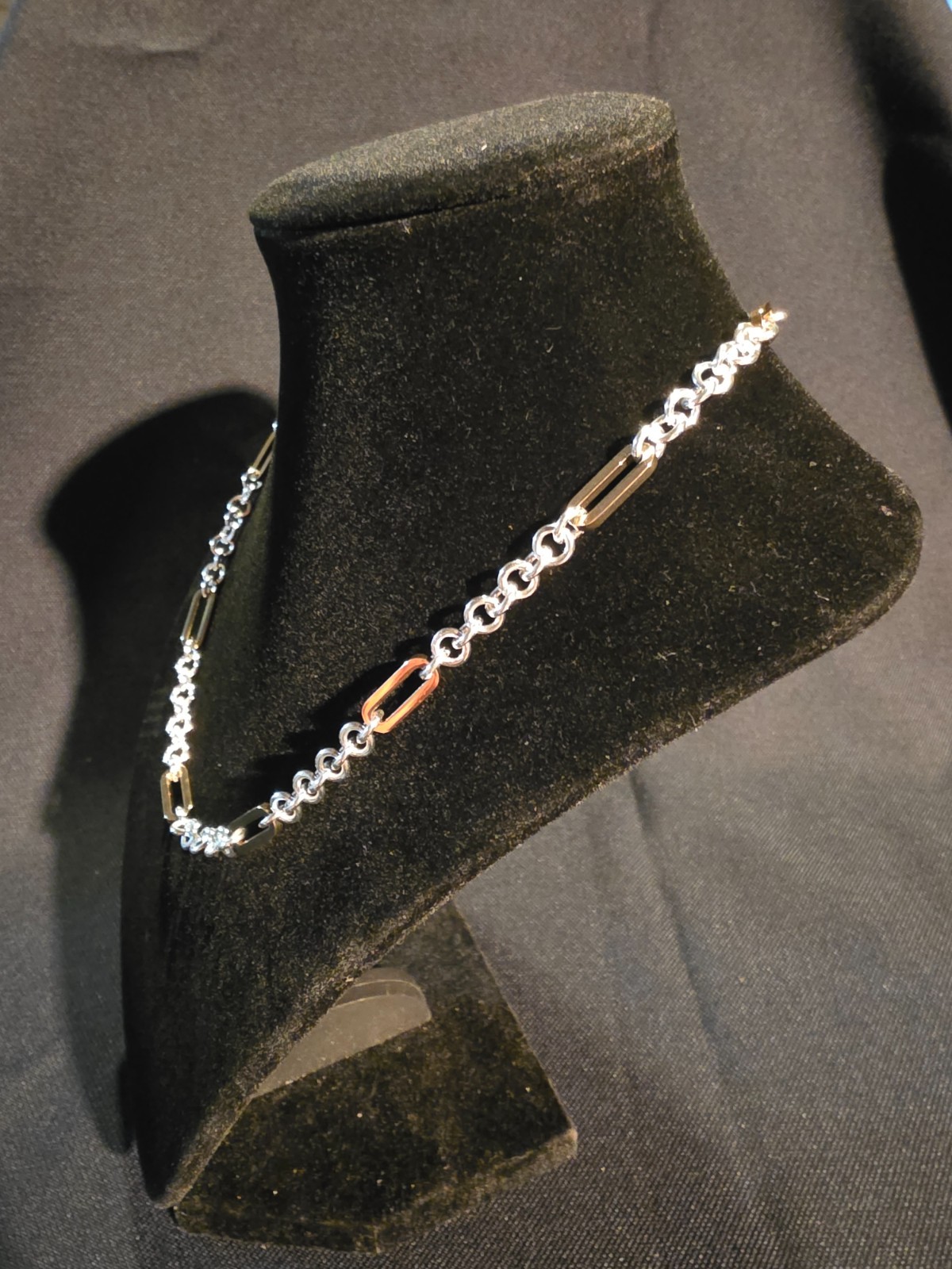 Lauren Ralph Lauren LRL Two Tone Paperclip Link Chain Necklace Silver Gold 17″