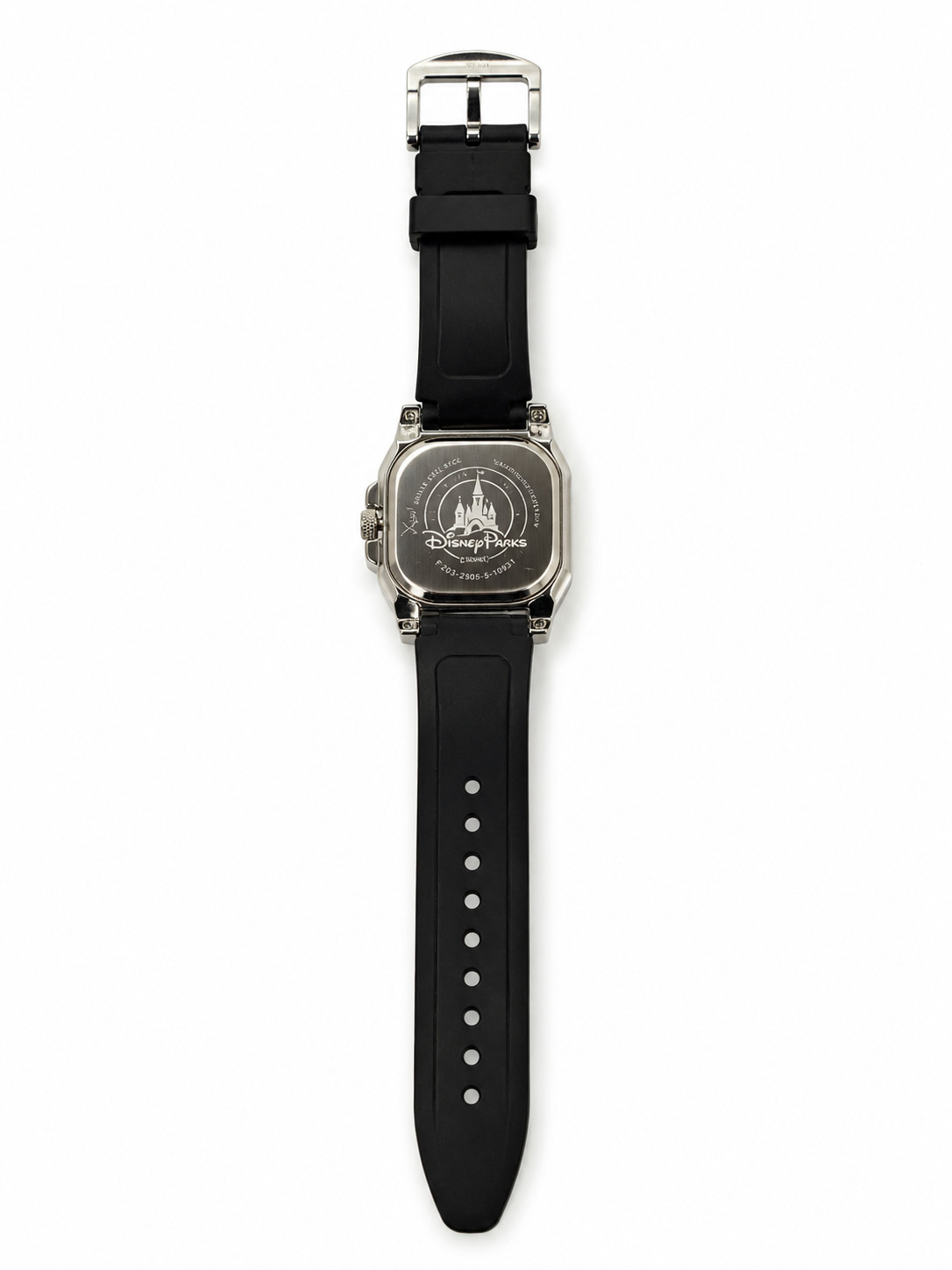 Disney Parks Men’s Quartz Watch Square Black Yellow Day Date 24Hr Rubber Strap