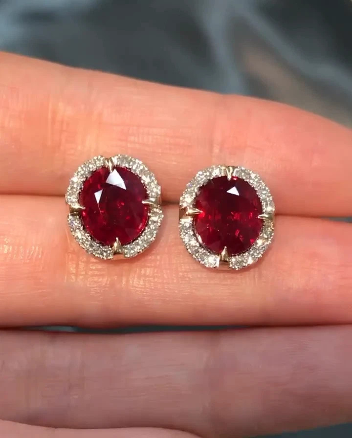 5.60 Ct Oval Cut Natural Ruby Earring 14k Solid White Gold Stud Earrings