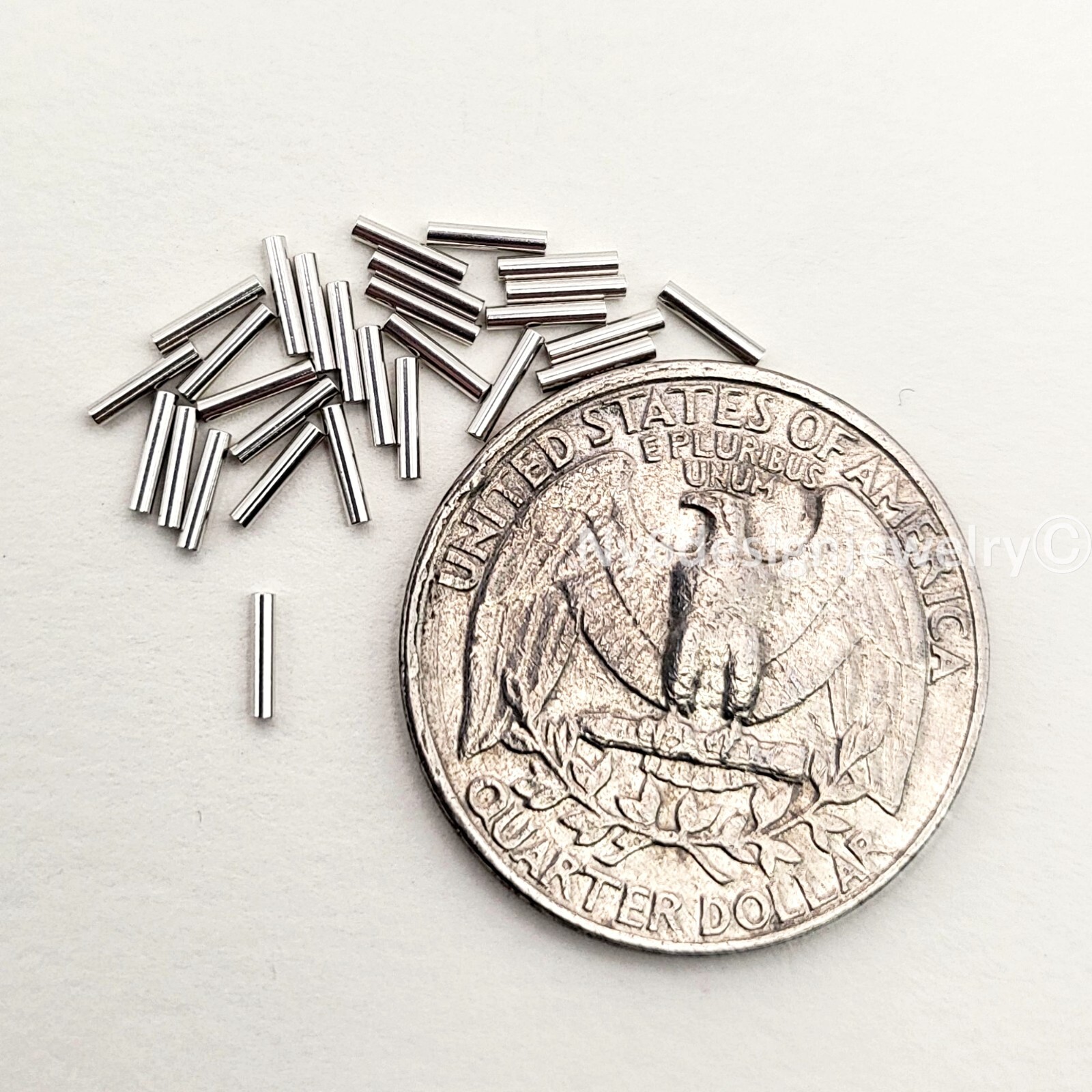 Sterling Silver Tube Beads 1.0×5.0mm with 0.7mm Hole 20pc 925 Real Anti-Tarnis