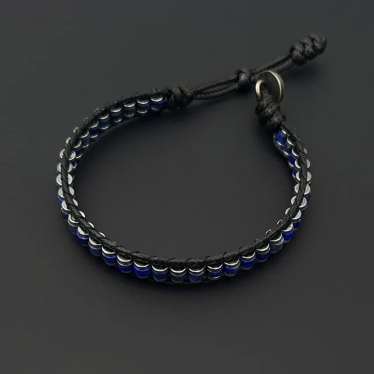 Lapis Lazuli Leather Crystal Healing Women Men Protection Retro Bracelet Gifts