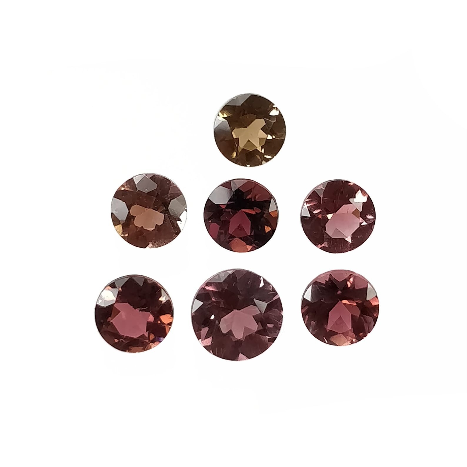 6.80cts Natural Multi Color Tourmaline Gemstone Faceted Cut Round 6mm – 7mm 7pcs