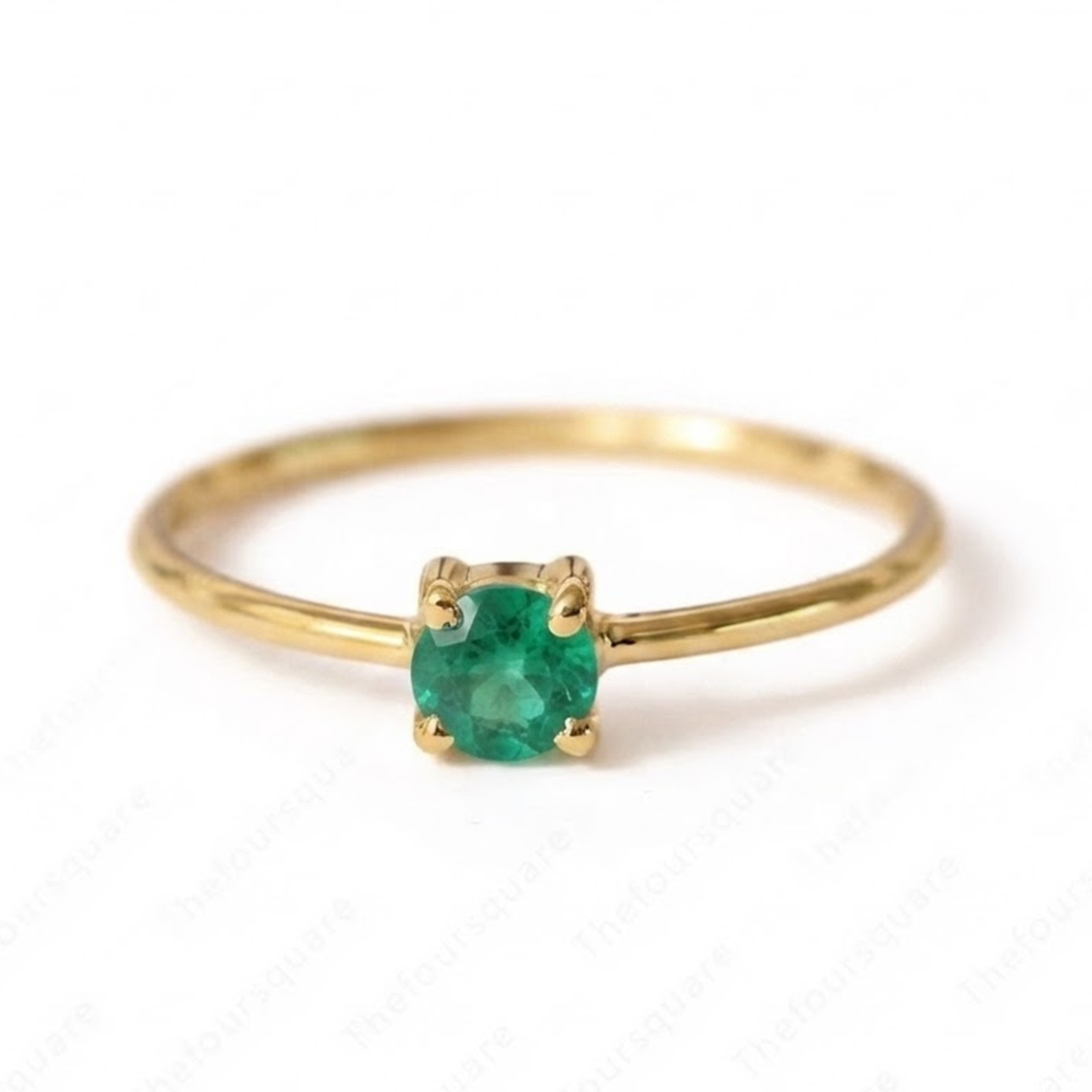 Natural Emerald 9k Solid Gold Floral Ring in All Sizes Dainty Handmade Jewelry