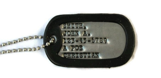 Real Standard Debossed Military Issue GI Dog Tag Dogtag Custom Personalized