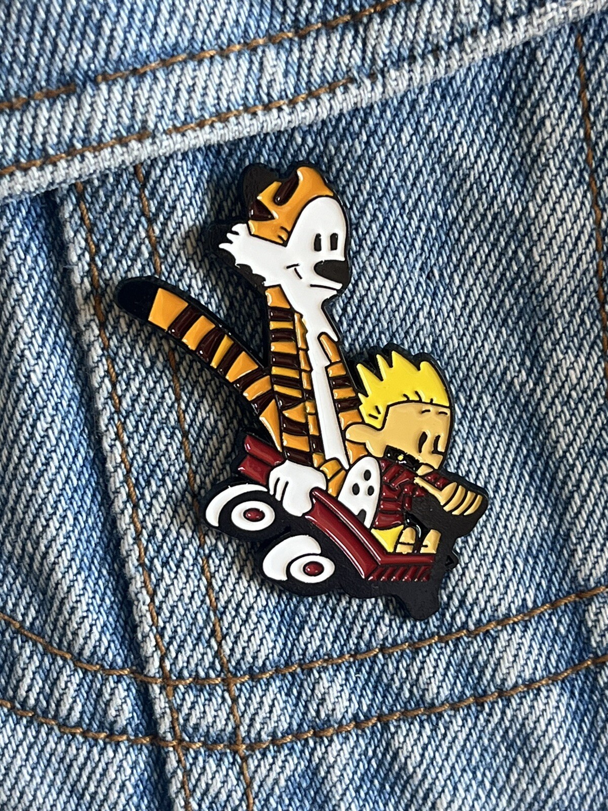Large Calvin And Hobbes Comic Enamel Pin – Excellent Condition