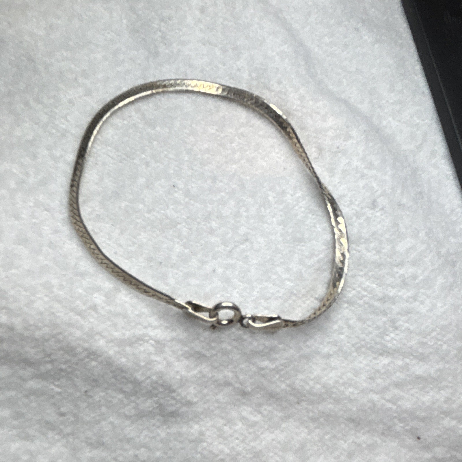Solid 925 Sterling Silver Herringbone Bracelet Italy Chain