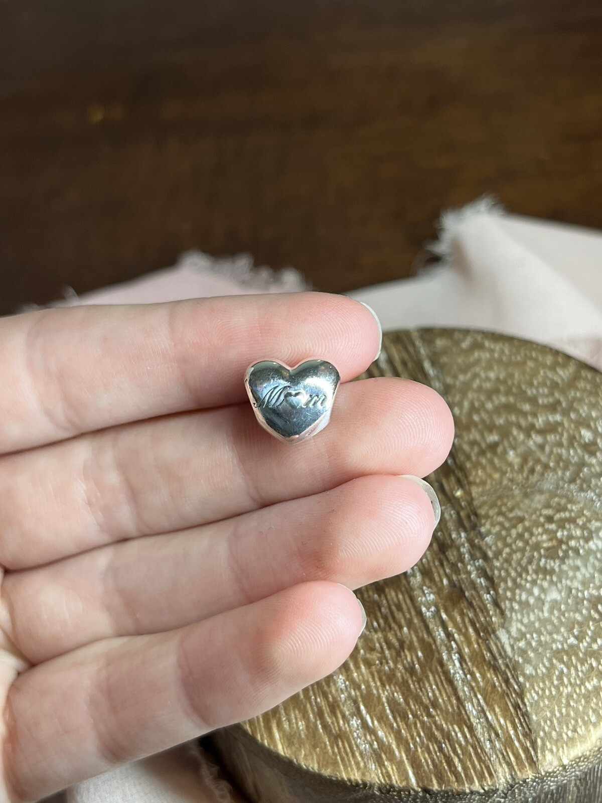 Authentic Pandora #799364C00 Heart & Clover Charm Lucky to Have you MOM Bead
