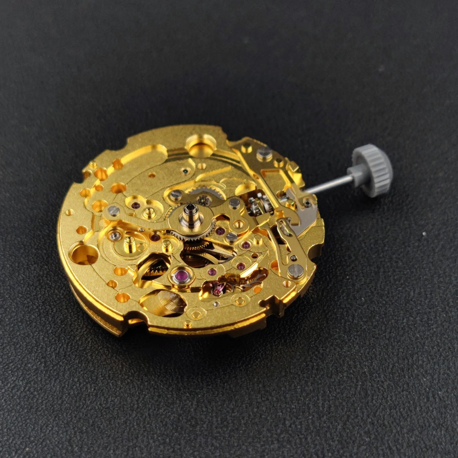 Genuine Japan Miyota 82S0 Automatic Movement Skeleton 21 Jewels Gold Silver Stem