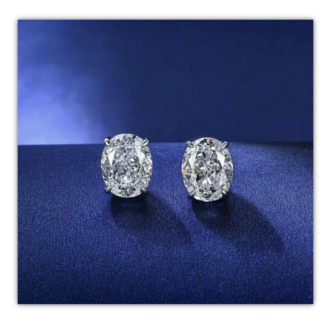 2.00 Ct Oval Cut FL/D Lab Created Stud Earrings 14K White Gold 7mm Push Back