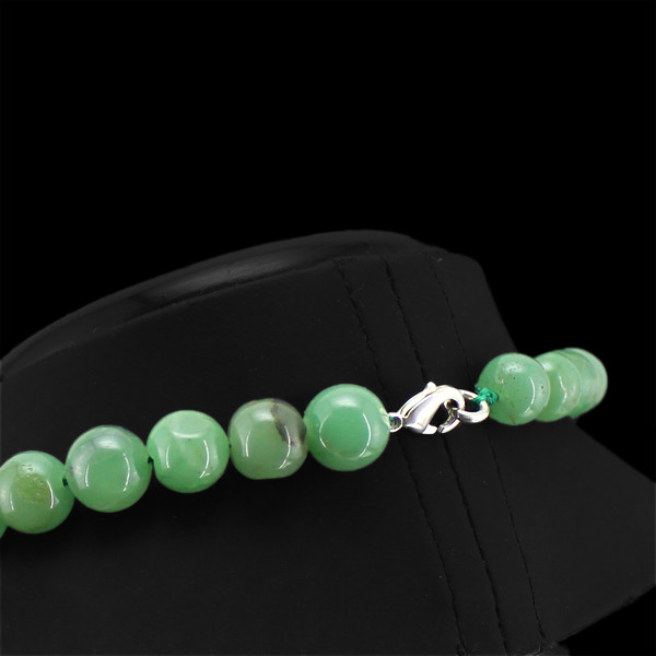 DEMANDED 318.00 CTS NATURAL UNTREATED GREEN JADE ROUND BEADS NECKLACE – (DG)