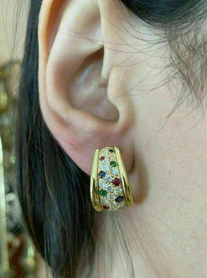 1.50Ct Round Cut Simulated Diamond Huggie Hoop Earrings 14K Yellow Gold Plated