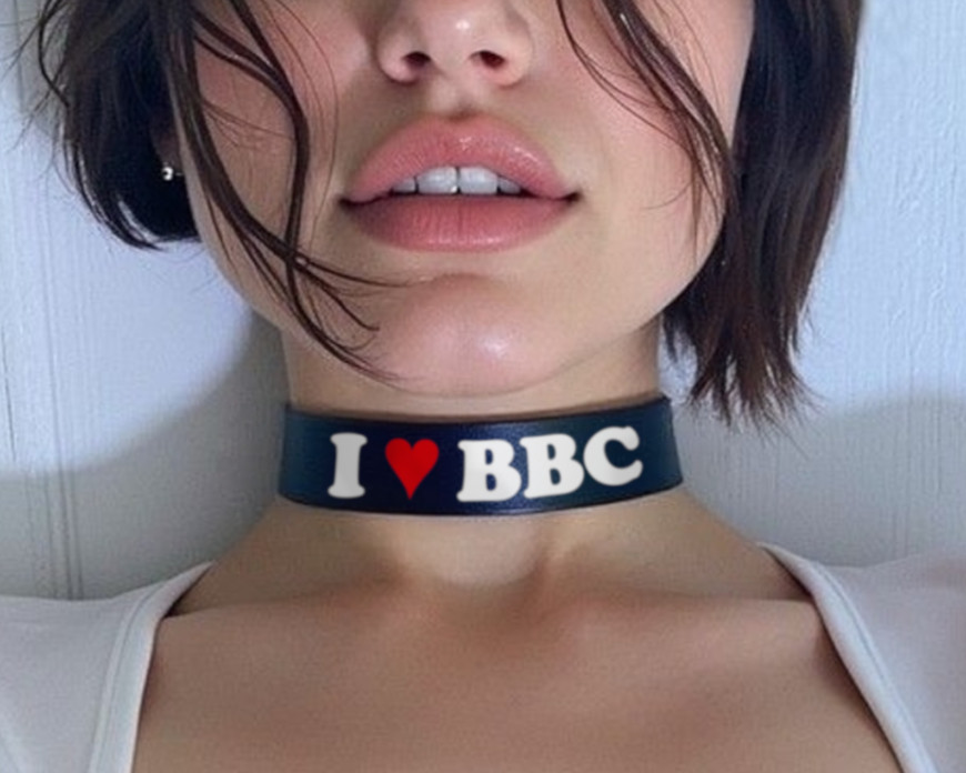 I Love BBC Choker Queen of Spades Faux Leather Collar QOS Hotwife Necklace