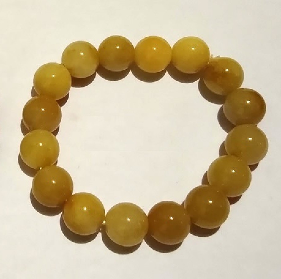 Yellow jade 11 mm round beads bracelet lucky wealthy amulet jewelry for anyone