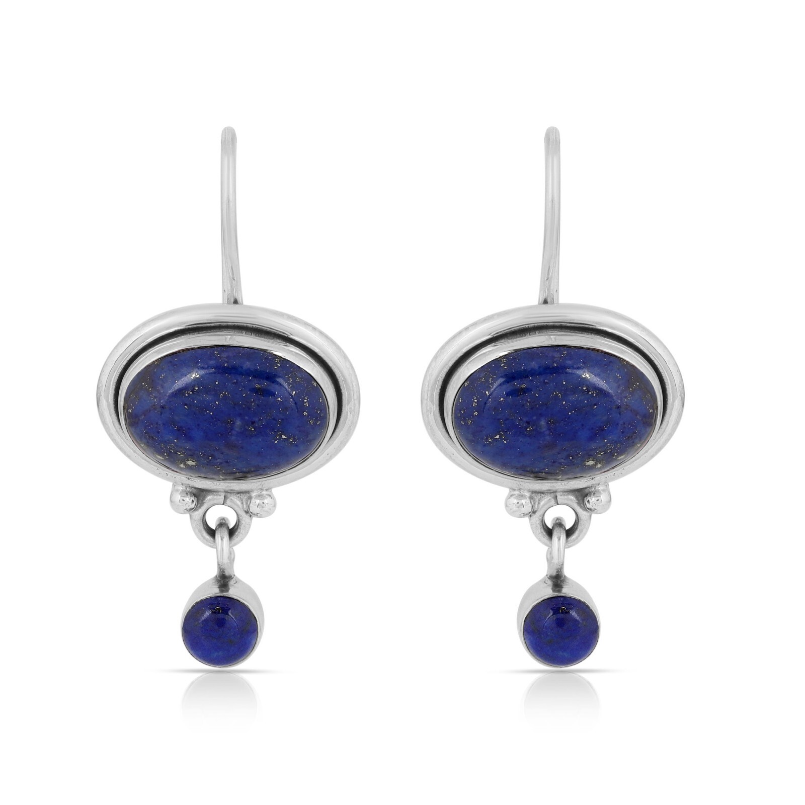 925 Sterling Silver Handmade Silver Earrings Natural Lapis Lazuli Stone Earrings