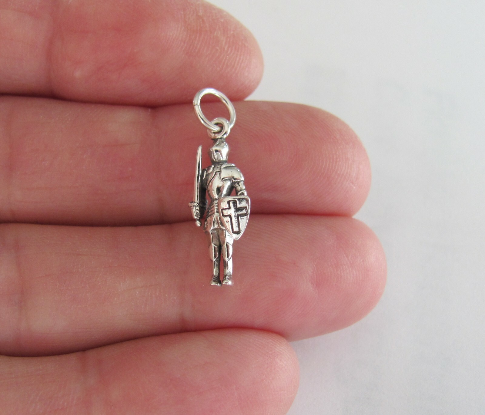 Sterling Silver 21mm Knight in shining armor charm