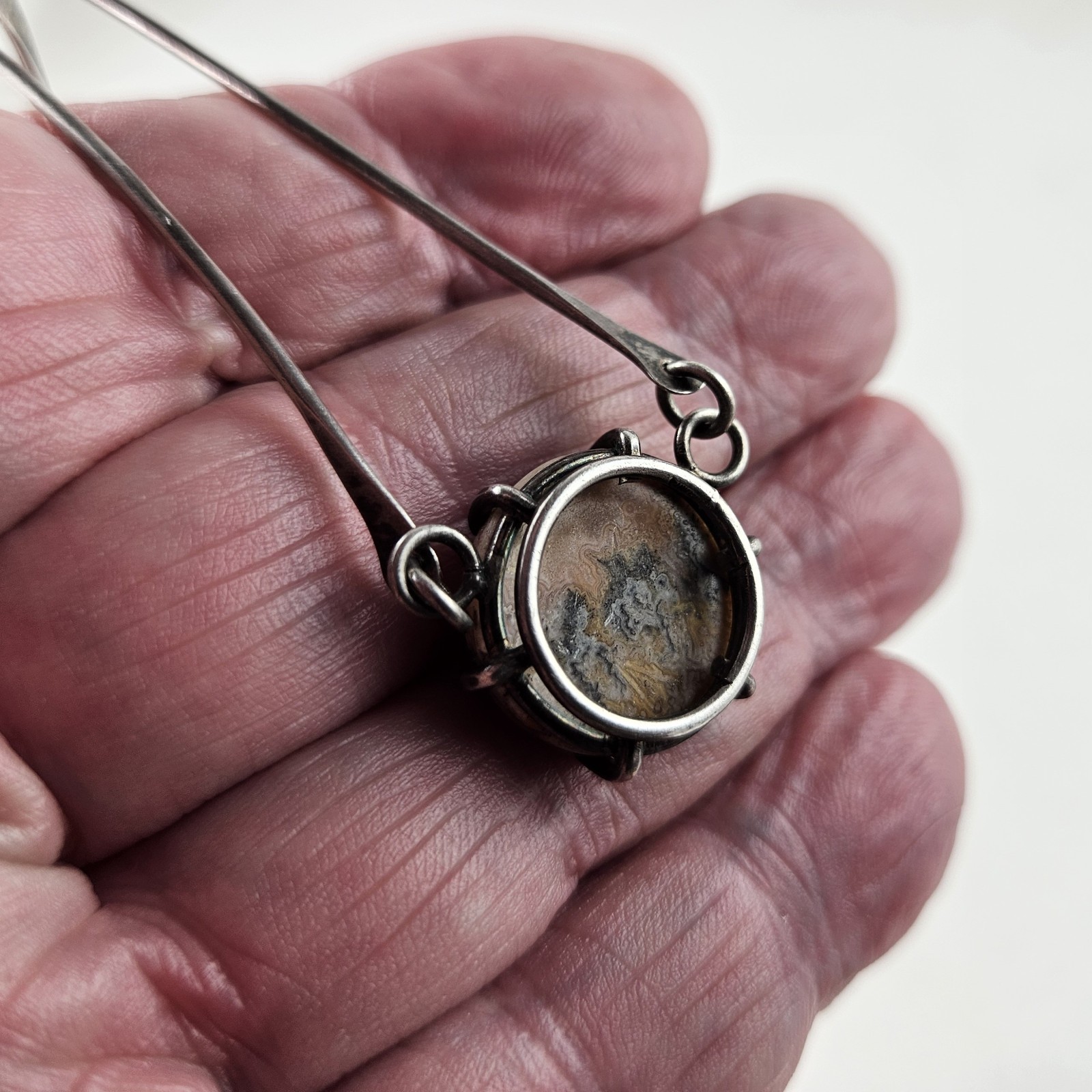 Sterling Silver Artisan Necklace 16in Jasper Pendant 12.0g [8931]