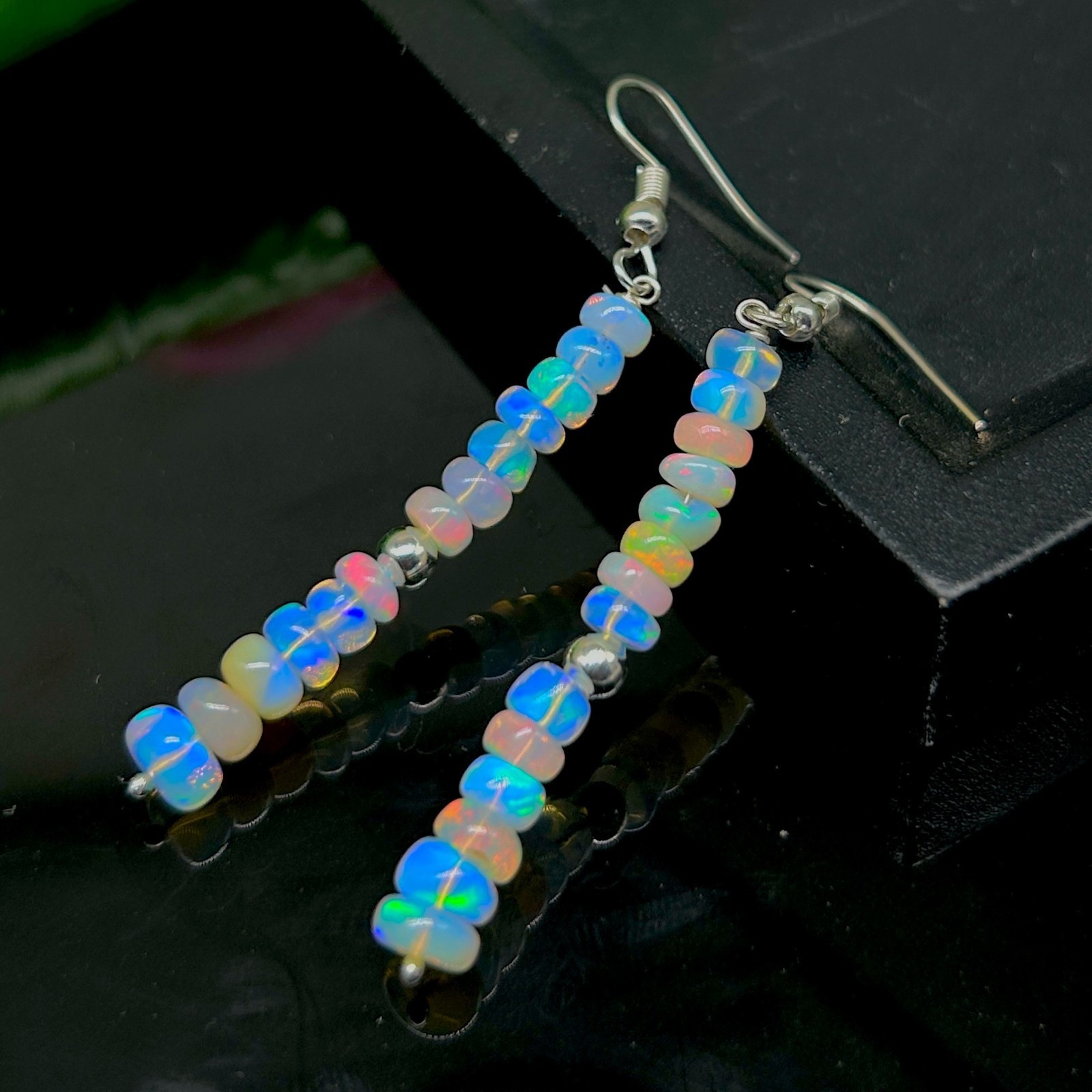 AAA+ Fire Opal Beads Cluster Earring, Natural Multifire Opal Beaded Earring