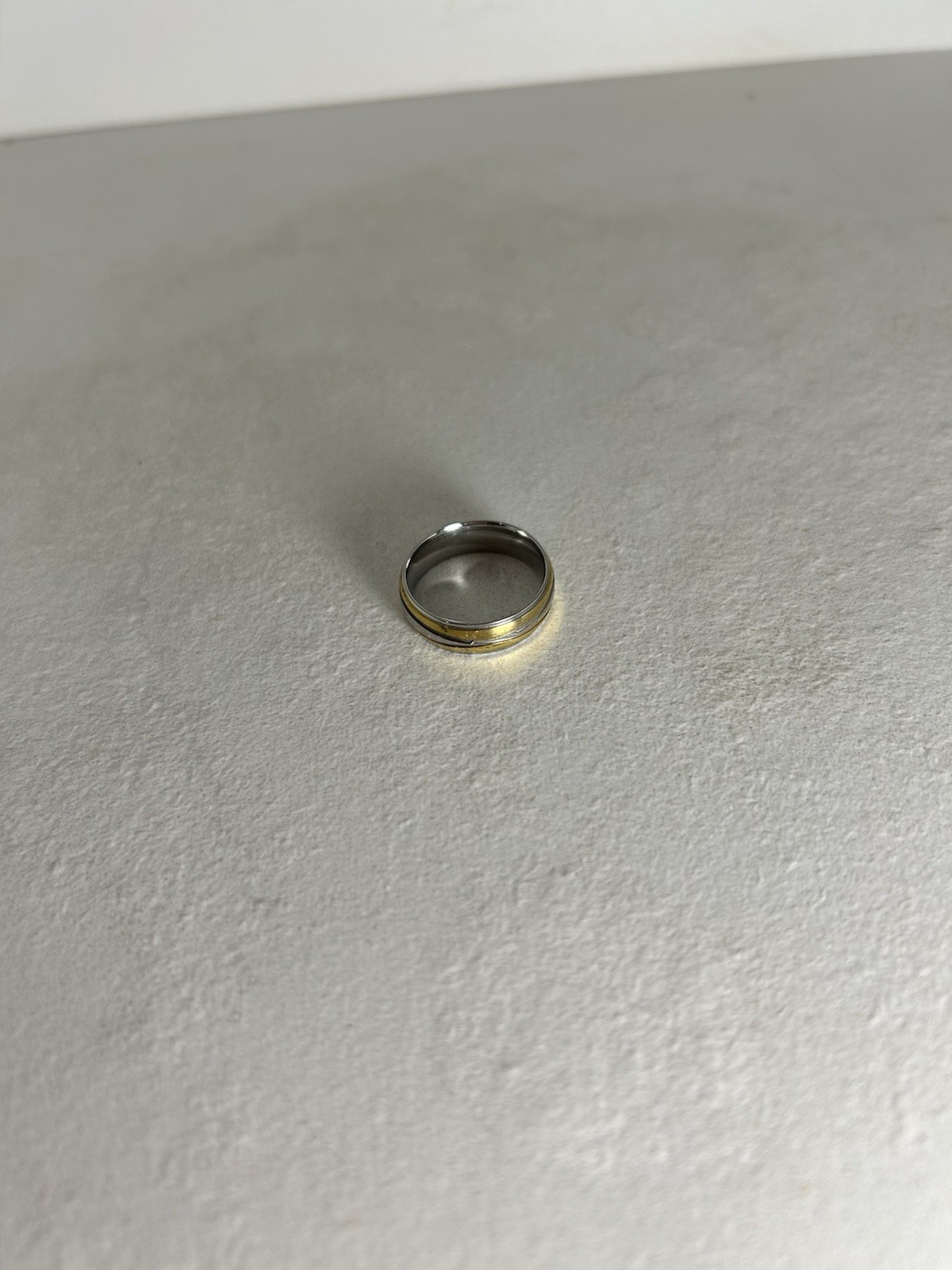 Two-Tone Silver & Gold Tone Band Ring Size 5, No Stone, Smooth Band Style