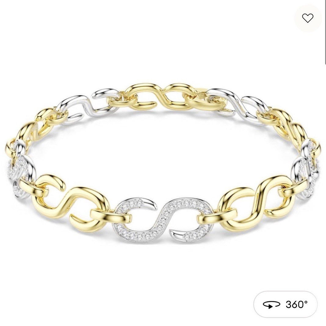 Swarovski Dextera Mixed Metal Finish Link Bracelet White Round Crystal Pavé