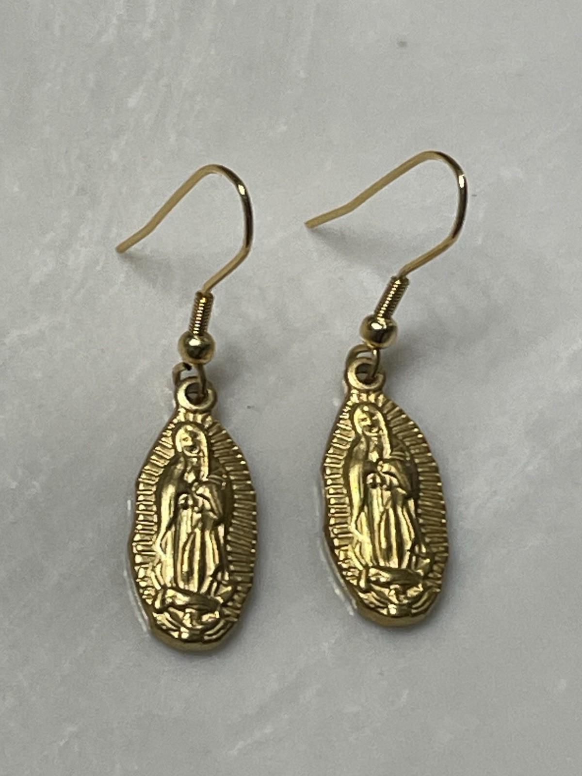 Our Lady Of Guadalupe Virgin Mary Gold Earrings Stainless Religious Jewelry NEW