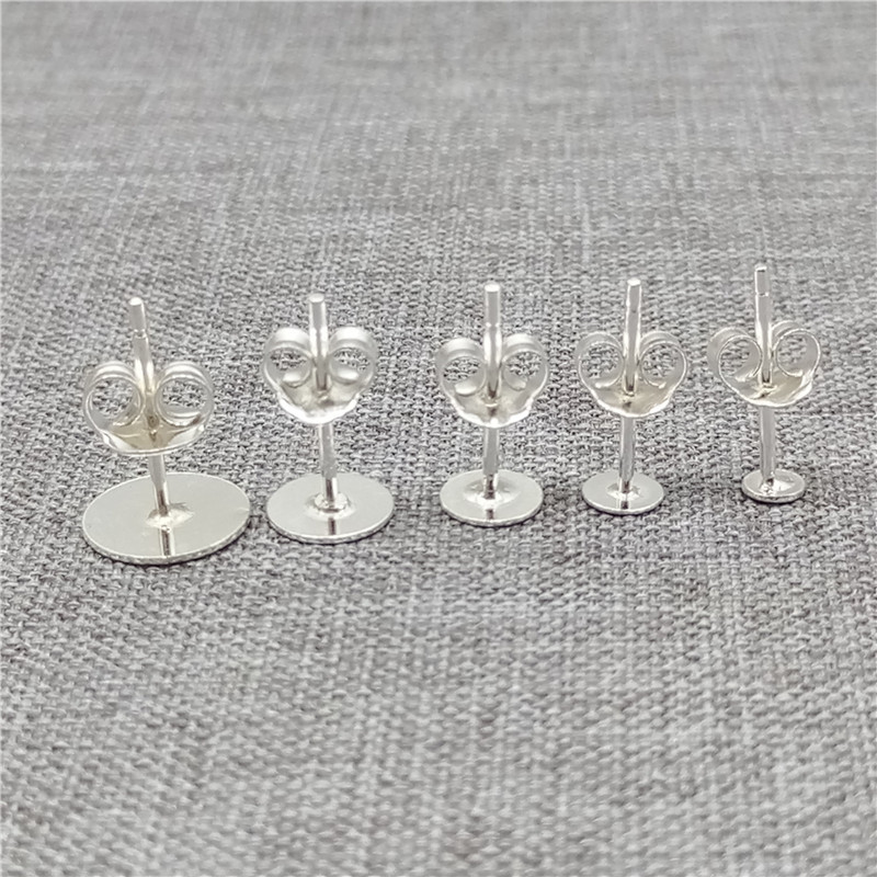 20prs 925 Sterling Silver Earring Posts w/ Flat Back 2mm 3mm 4mm 5mm 6mm 7mm 8mm