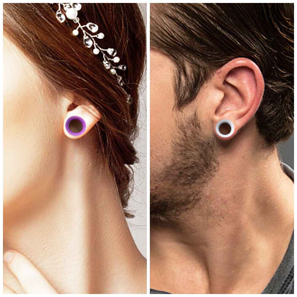 40pcs Colorful Silicone Ear Plug Tunnels Ultra Thin Skins Soft Gauge Kit 2g-3/4″