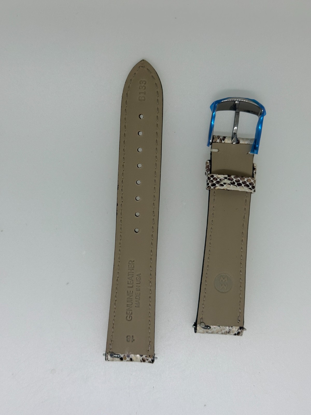 michele natural python embossed leather watch band strap 18MM