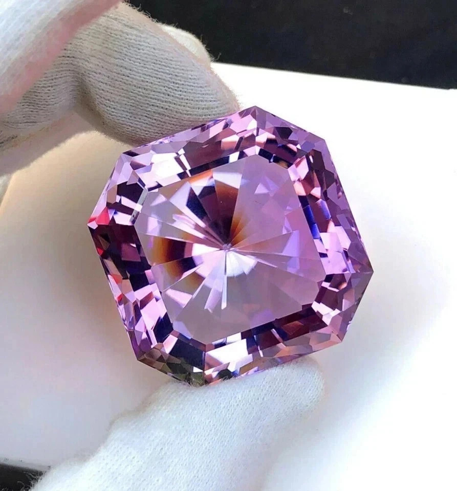 Certified 55.01 Ct Natural Asscher Cut Brazilian Pink Kunzite Loose Gemstone