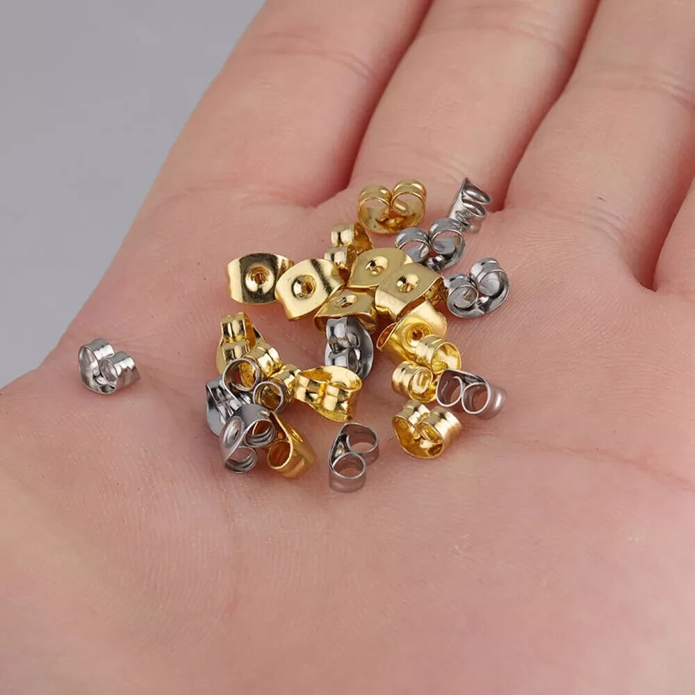 20Pcs Stainless Steel Earring Back Butterfly Ear Stopper Jewelry Making 6mm PS1